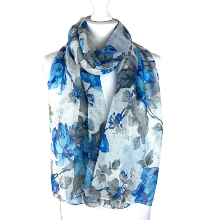 SHPS764 SUMMER BLUE FLORAL SCARF SHSales Jewellery & Scarves