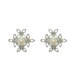 1041169 Beautiful Faux Pearl & Diamanté Crystal Flower Earrings 