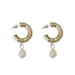 205892G Emma Faux-Pearl Hoop Earrings - Gold-Tone