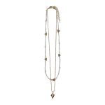 2011123G Heart Faux Pearl Layered Necklace - Gold Tone