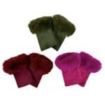 SHGL1009 Elegant Faux Fur, Faux Suede Fingerless Gloves (Fuchsia, Burgundy, Olive)