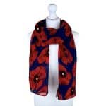 SHPS917 Large Poppy Print Scarf with Glitter Finish
