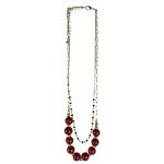 2011250R Adelina Beaded Layered Necklace - Red