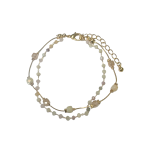205213G Elegant Dual-Strand Gemstone Bracelet - Gold-Tone