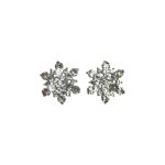 206016S Sparkling Crystal Snowflake Clip Earrings - Silver Tone