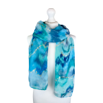 SHLP1190 Vibrant Ocean Blue Luxury Printed Scarf with Gold Foil Detailing (Colour as Shown)