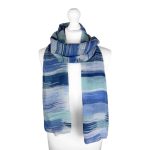 SHPS1131 Summer Horizon Print Scarf in Blue with Glitter Detailing (Colour as Shown)