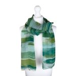SHPS1132 Summer Horizon Print Scarf in Green with Glitter Detailing (Colour as Shown)