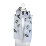 SHTR1147 Golden Feather Print Scarf with Golden Foil Detailing (3 Assorted Colours)