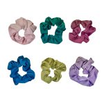 SH8830 Jewel-Tone Satin Fabric Scrunchies (6 Assorted Colours)