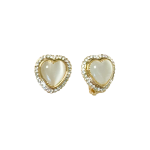 205982G Elegant Diamanté Crystal Heart Design Clip Earrings - Gold-Tone