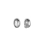 206149S Contemporary Oval Silver-Tone Clip Earrings
