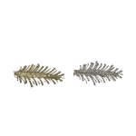 SH0004 Diamanté Crystal Feather Hair Slides (2 Assorted Colours - Silver & Gold Tone)