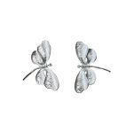 206075S Silver Tone Dragonfly Earrings with Diamanté Crystal 