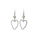 206093GN Green Crystal Heart Drop Earrings Silver-Tone