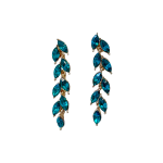 206095GN Elegant Summer Crystal Leaf Drop Earrings - Green