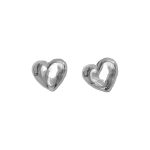 206124S Contemporary Silver Tone Heart Earrings 