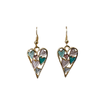 206159G Enamelled Summer Heart Earrings Gold-Tone