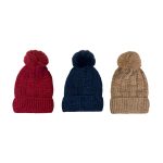 SHHH1451 Super-Soft Knitted Faux Fur Bobble Hat with Faux Fur Lining (3 Assorted Colours)