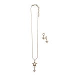 2011233G Gold Tone Crystal Star Necklace & Earring Set