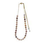 2011399BN Elegant Adjustable Beaded Necklace in Neutral/Soft Browns