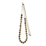 2011399GN Elegant Adjustable Beaded Necklace in Greens/Neutrals