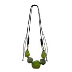 2011408GN Mia Adjustable Green Natural Stone Look Necklace