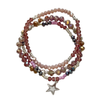 205319PU Purple Layered Crystal Star Charm Bracelet