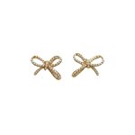 205969G Pretty Imitation Pearl Bow Earrings (Gold-Tone)