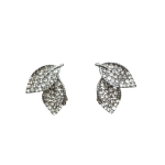 206182S Diamanté Crystal Leaves Clip Earrings (Silver-Tone)