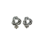 206186S Diamanté Crystal Knot Clip Earrings (Silver-Tone)