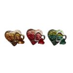 SH1021 Enamelled Ombré Heart Magnetic Scarf Clip/Brooch (3 Assorted Colours)