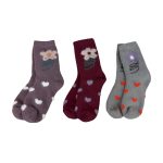 SHSK8 Flower & Love Heart Wool Blend Socks (5 Assorted Colours)