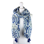 SHLP1602 Elegant Blue Flower Print Scarf (Colour as shown)