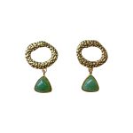 206233GN Gold-Tone Grecian Drop Earrings with Jade Stone