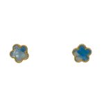 206234BL Blue Flower Stud Pierced Earrings (Gold-Tone)