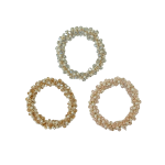 SHR0062 Crystal & Pearl Shimmer Scrunchies in Neutral Tones