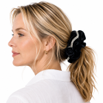 AA5918 Velvet Diamanté Hair Scrunchie (5 Assorted Colours)
