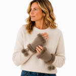 SHGL1746 Fingerless Faux-Fur & Faux-Suede Gloves (3 Assorted Colours)